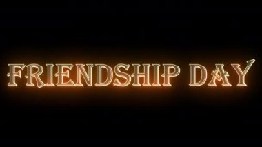 4K Dostluk Günü metin animasyonu. BG Teknoloji video animasyonunda neon renkli arkadaşlık günü çevrimiçi dükkan, blog, web, kafe ve otel için taslak tasarımı..