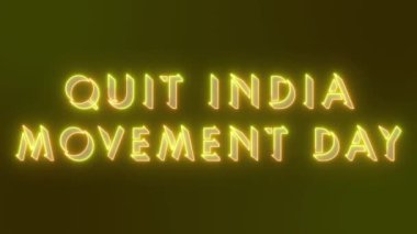 4K Leave India Movement Day metin animasyonu.Neon renkli Çıkış Hindistan Hareketi Günü 'nde BG teknolojisi video animasyonunda çevrimiçi dükkan, blog, web, kafe ve otel için neon taşıma taslağı kullanıldı..