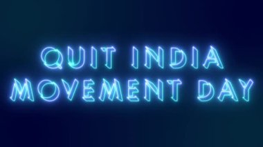 4K Leave India Movement Day metin animasyonu.Neon renkli Çıkış Hindistan Hareketi Günü 'nde BG teknolojisi video animasyonunda çevrimiçi dükkan, blog, web, kafe ve otel için neon taşıma taslağı kullanıldı..