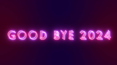 Elveda 2024 metin serin neon renkli animasyon. Geçen yıl 2024 yılbaşı 2025. Neon renkli Elveda 2024 afiş, sosyal medya, tebrik kartı için metin. Teknoloji video materyal animasyonu.