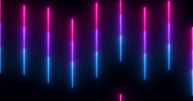 Neon soyut çizgiler siyah bir arkaplan üzerinde canlandırma. Neon soyut çizgileri selamlama, gece kulüpleri ve etkinlik kutlamaları için animasyon. Herhangi bir videoda kullanması kolay. Teknoloji video materyali animasyonu.
