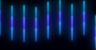 Neon soyut çizgiler siyah bir arkaplan üzerinde canlandırma. Neon soyut çizgileri selamlama, gece kulüpleri ve etkinlik kutlamaları için animasyon. Herhangi bir videoda kullanması kolay. Teknoloji video materyali animasyonu.
