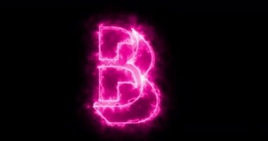 Siyah arka planda 4K yangın B alfabesi. B alfabesi alfabesi bir online dükkan, blog, web, kafe ve otelin ana hatlarını siyah bir BG-Teknoloji video animasyonu üzerine taşıyor. Herhangi bir videoda kullanması kolay.