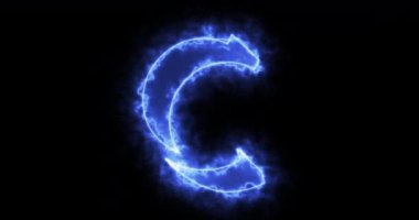 Siyah arkaplanda 4K neon C alfabesi. C alfabesi neon taşıma taslağı siyah bir BG-Teknoloji video animasyonu üzerinde bir blog, web, kafe ve otel için. Herhangi bir videoda kullanması kolay.