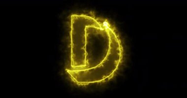 Siyah arkaplanda 4K neon D alfabesi. D alfabesi neon taşıma taslağı siyah bir BG-Teknoloji video animasyonu üzerinde bir blog, web, kafe ve otel için. Herhangi bir videoda kullanması kolay.