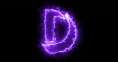 Siyah arkaplanda 4K neon D alfabesi. D alfabesi neon taşıma taslağı siyah bir BG-Teknoloji video animasyonu üzerinde bir blog, web, kafe ve otel için. Herhangi bir videoda kullanması kolay.