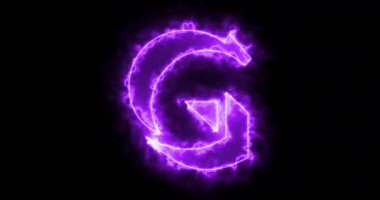 Siyah arkaplanda 4K neon G alfabesi. G alfabesi neon taşıma taslağı bir online dükkan, blog, web, kafe ve otel için siyah bir BG Teknoloji video animasyonu. Herhangi bir videoda kullanması kolay.