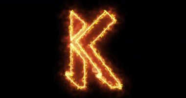 Siyah arka planda 4K alfabesini ateşleyin. K alfabesi bir online dükkan, blog, web, kafe ve otelin ana hatlarını siyah bir BG-Teknoloji video animasyonu üzerine taşıyor. Herhangi bir videoda kullanması kolay.