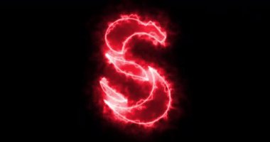 4K S alfabesi ve siyah arkaplan üzerinde neon çizgileri var. Bir online dükkan, blog, web, kafe ve otel için siyah arkaplan alfabesi. Teknoloji video animasyonu. Herhangi bir videoda kullanması kolay.