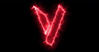 Siyah zemin üzerinde neon çizgileri olan 4K V alfabesi. Bir çevrimiçi dükkan, blog, web, kafe ve otel için siyah arkaplan üzerine V alfabesi. Teknoloji video animasyonu. Herhangi bir videoda kullanması kolay.