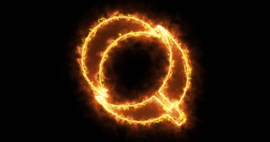 Siyah zemin üzerinde neon çizgileri olan Q alfabesi. Bir online dükkan, blog, web, kafe ve otel için siyah arkaplan üzerine Q alfabesi. Teknoloji video animasyonu. Herhangi bir videoda kullanması kolay.