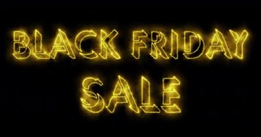 Kara Cuma indirimli metin animasyonu 4K. Neon Black Friday satış metni online dükkanlar, bloglar, web siteleri, kafeler, reklamlar ve oteller için mükemmel. Teknoloji video materyali animasyonu.
