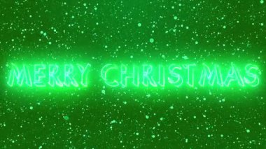 Neon rengi Mutlu Noeller metin animasyonu 4K Noel animasyonu, kutlama için neon renkli kar, tebrik kartı, yanıp sönen ışıklar, kar. Renkli karlı güzel bir BG Noel metni.