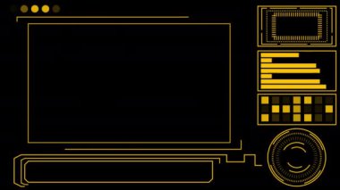 Alfa Kanalı 'nda 4K dijital güvenlik HUD fütüristik arka planı. Bilgi kutusu barları, iş yerleri, endüstri ve haber kanalları için 4K teknolojisi Hud Güvenlik Kamerası HUD tasarımı.