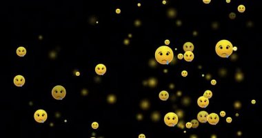 Sosyal medya geçişleri 4K alfa kanalında. Üzgün emoji simgeleri sosyal medya için animasyonlu karizmatik paketler. Sosyal medya üzgün emoji simgesi geçişleri. Sosyal medya için 4K 'daki animasyon geçişleri