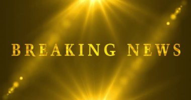 Gold Breaking News 4K 'deki hareketli ışık arkaplanı animasyonu. Başlık, televizyon yayını, haber kanalları ve reklamlar için flaş haber animasyonu. Bir Soyut Flaş Haber arkaplanı.