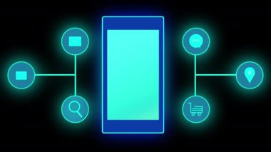 4K Mobil Pazarlama alfa kanalında. Dijital Reklamcılık, Çevrimiçi dükkanlar, Reklamlar ve İş Marketleri için dijital pazarlama simgeleri sergileniyor. Strateji için Dijital Pazarlama Simgeleri.