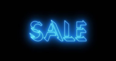Koyu BG 'de indirimli metin animasyonu. Parlayan neon ışıklı metin içeren Neon Sale metni online dükkanlar, bloglar, web, kafeler, reklamlar ve oteller için mükemmeldir. Teknoloji video animasyonu. Kullanımı kolay.