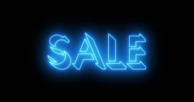 Koyu BG 'de indirimli metin animasyonu. Parlayan neon ışıklı metin içeren Neon Sale metni online dükkanlar, bloglar, web, kafeler, reklamlar ve oteller için mükemmeldir. Teknoloji video animasyonu. Kullanımı kolay.