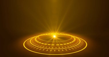 Fütürist portallar, Sihirli Hologram teknolojisi sahne ışığı kullanıcı arayüzü HUD dairesi renklendirici, dijital kurgu portalları. Soyut hologram teknolojisi..