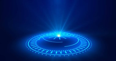 Futuristic portals, Magic Hologram display technology spotlight user interface HUD circle in color. Sci-fi digital style. Magic circle portals. clipart