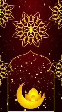 İslami tasarım arka plan animasyonu dikey olarak kopya alanı ile tasarlandı. Ramazan Kareem, Kurban Bayramı ve Kurban Bayramı için İslami arka plan. İslami tasarım feneri zengin altın renginde..