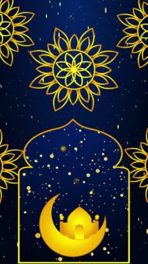 İslami tasarım arka plan animasyonu dikey olarak kopya alanı ile tasarlandı. Ramazan Kareem, Kurban Bayramı ve Kurban Bayramı için İslami arka plan. İslami tasarım feneri zengin altın renginde..