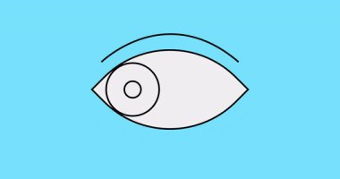 Canlandırılmış minimalist tasarım gözü 4K alfa kanalında. Satılık Animasyon Gözler, Sosyal Ağlar, Pazarlama ve Çizgi Film. Minimalist tasarım Gözü 4K 'da kopyalama alanı ile serin renklerde.