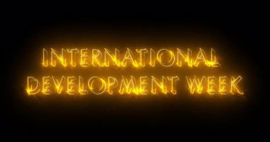 Uluslararası Kalkınma Haftası animasyonu 4K.International Development Week metin arkaplanı. Afiş, sosyal medya ve bilim için neon renkli Gelişim Haftası metni. Herhangi bir videoya konması kolay.