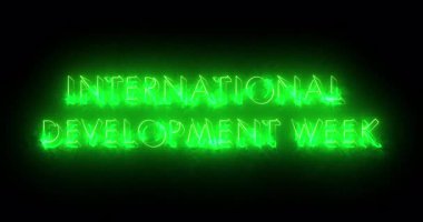Uluslararası Kalkınma Haftası animasyonu 4K.International Development Week metin arkaplanı. Afiş, sosyal medya ve bilim için neon renkli Gelişim Haftası metni. Herhangi bir videoya konması kolay.