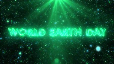 4K Dünya Günü metin animasyonu. Dünya Günü metin arkaplanı. Afişler, sosyal medya, pazarlama, satış ve bilim için açık renkli Dünya Günü metni. Herhangi bir videoya koyması kolay.