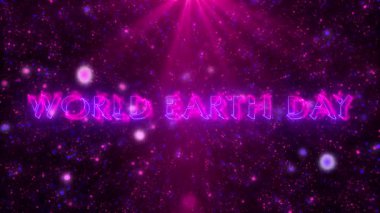 4K Dünya Günü metin animasyonu. Dünya Günü metin arkaplanı. Afişler, sosyal medya, pazarlama, satış ve bilim için açık renkli Dünya Günü metni. Herhangi bir videoya koyması kolay.