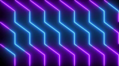 Neon tasarım çizgisi animasyonu. 4K 'deki kutlamalar, reklamlar, gece kulüpleri ve etkinlikleri için. Siyah arka planda serin neon tasarım animasyonu. 4K Teknoloji video materyali animasyonu.