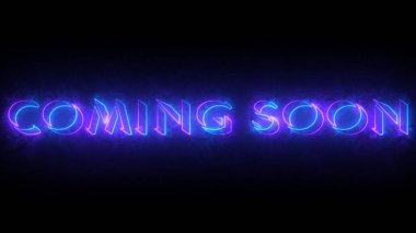 Film karavanı yakında mesajlaşacak. Neon renkli Coming Soon kelime animasyonu. 4K 'de koyu bir arkaplan üzerinde parıldayan neon renkli hareketli taslak. Film Karavanı Yakında Metin Açığa Çıkıyor.
