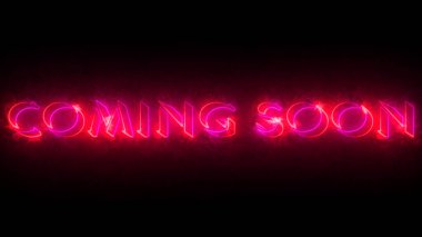 Film karavanı yakında mesajlaşacak. Neon renkli Coming Soon kelime animasyonu. 4K 'de koyu bir arkaplan üzerinde parıldayan neon renkli hareketli taslak. Film Karavanı Yakında Metin Açığa Çıkıyor.