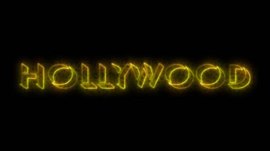 Karanlık BG 'de parlayan neon Hollywood. Çevrimiçi dükkanlar, bloglar, web, kafeler, reklamlar, sosyal medya ve karanlık BG 'deki oteller için Hollywood animasyonları. Teknoloji video materyali animasyonu.