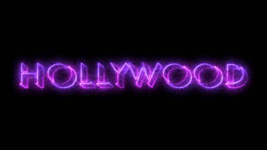 Karanlık BG 'de parlayan neon Hollywood. Çevrimiçi dükkanlar, bloglar, web, kafeler, reklamlar, sosyal medya ve karanlık BG 'deki oteller için Hollywood animasyonları. Teknoloji video materyali animasyonu.