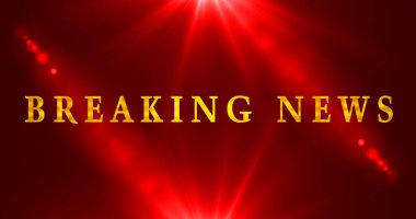 Gold Breaking News metin animasyonu hareketli bir arka planda. Başlık, televizyon yayını, haber kanalları ve reklamlar için flaş haber animasyonu. Bir Soyut Flaş Haber arkaplanı.