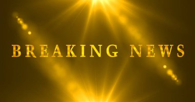 Gold Breaking News metin animasyonu hareketli bir arka planda. Başlık, televizyon yayını, haber kanalları ve reklamlar için flaş haber animasyonu. Bir Soyut Flaş Haber arkaplanı.