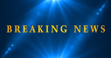 Gold Breaking News metin animasyonu hareketli bir arka planda. Başlık, televizyon yayını, haber kanalları ve reklamlar için flaş haber animasyonu. Bir Soyut Flaş Haber arkaplanı.