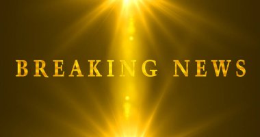 Gold Breaking News metin animasyonu hareketli bir arka planda. Başlık, televizyon yayını, haber kanalları ve reklamlar için flaş haber animasyonu. Bir Soyut Flaş Haber arkaplanı.