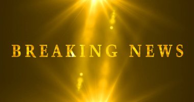 Gold Breaking News metin animasyonu hareketli bir arka planda. Başlık, televizyon yayını, haber kanalları ve reklamlar için flaş haber animasyonu. Bir Soyut Flaş Haber arkaplanı.