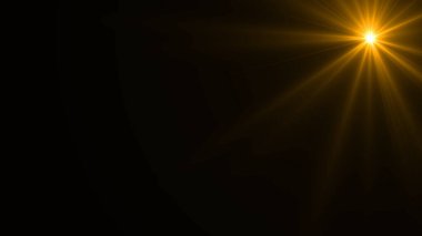 Güzel hareket eden el feneri. Ödüller, lüks, reklamlar ve film için arka planda parlak ışınlar. Soyut el feneri. Siyah arkaplanda fotoğrafçıların görüntüleri..