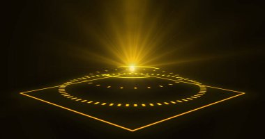 Fütürist portallar, Sihirli Hologram teknolojisi spot ışığı kullanıcı arayüzü HUD. Bilimkurgu dijital tarzı. Sihirli geçitler. Soyut hologram teknolojisi. Soyut teknoloji arkaplanı.