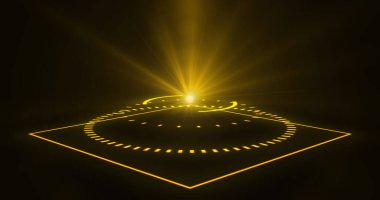 Fütürist portallar, Sihirli Hologram teknolojisi spot ışığı kullanıcı arayüzü HUD. Bilimkurgu dijital tarzı. Sihirli geçitler. Soyut hologram teknolojisi. Soyut teknoloji arkaplanı.