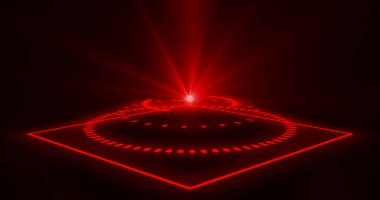 Fütürist portallar, Sihirli Hologram teknolojisi spot ışığı kullanıcı arayüzü HUD. Bilimkurgu dijital tarzı. Sihirli geçitler. Soyut hologram teknolojisi. Soyut teknoloji arkaplanı.