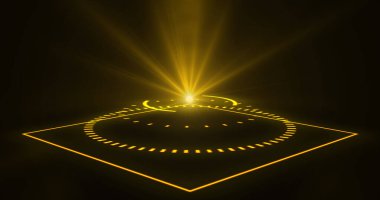 Fütürist portallar, Sihirli Hologram teknolojisi spot ışığı kullanıcı arayüzü HUD. Bilimkurgu dijital tarzı. Sihirli geçitler. Soyut hologram teknolojisi. Soyut teknoloji arkaplanı.