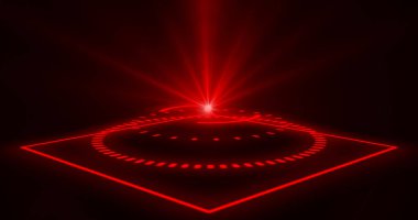 Fütürist portallar, Sihirli Hologram teknolojisi spot ışığı kullanıcı arayüzü HUD. Bilimkurgu dijital tarzı. Sihirli geçitler. Soyut hologram teknolojisi. Soyut teknoloji arkaplanı.