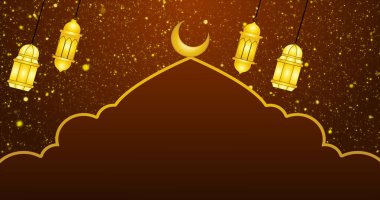 İslami tasarım arka plan. Kutlamalar, selamlar, Ramazan Kareem, Kurban Bayramı ve Kurban Bayramı için tasarlanmış ay tasarım feneri. Kopyalama alanı olan havalı tasarım arkaplanı.