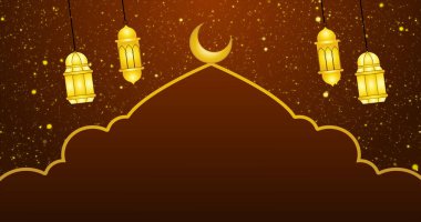 İslami tasarım arka plan. Kutlamalar, selamlar, Ramazan Kareem, Kurban Bayramı ve Kurban Bayramı için tasarlanmış ay tasarım feneri. Kopyalama alanı olan havalı tasarım arkaplanı.